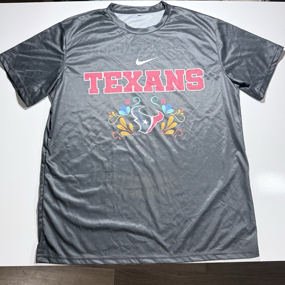 Gray Nike Houston Texans Colorful Sugar Skull "Hasta La Muerte" T-Shirt Sz XL